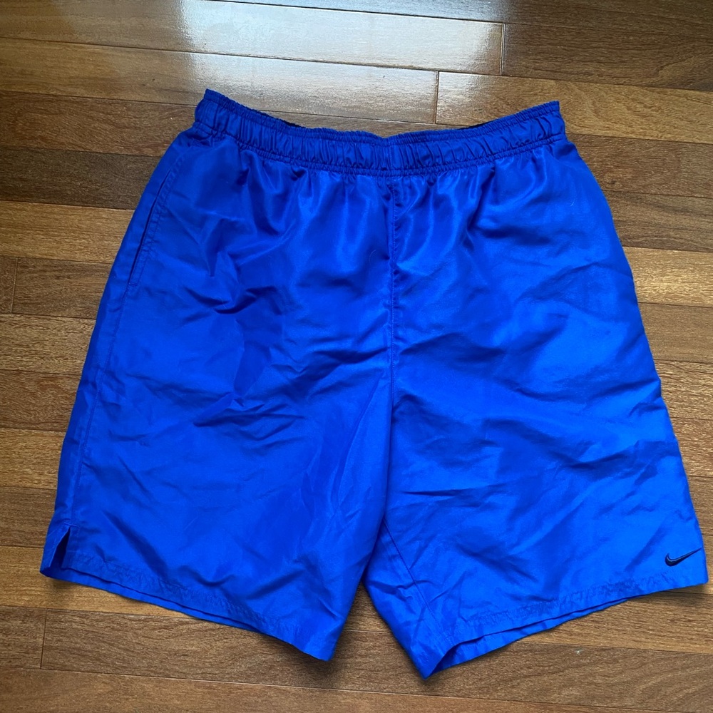 Nike, blue swim trunks, no mesh liner